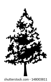 Black silhouette of tree. Vector illustration.