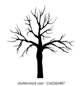 Black silhouette of a tree without leaves. flat vector illustration isolated on white background
