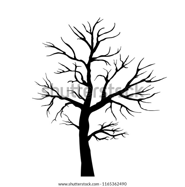 Black Silhouette Tree Without Leaves Flat Stock Vector (Royalty Free ...