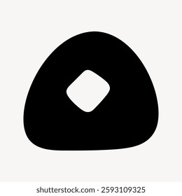 Black silhouette of a triangular shape with a central diamond cutout. The shape is simple, bold, and geometric, emphasizing the triangular and diamond forms. Doodle shape vector.