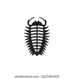Black silhouette of trilobite vector icon