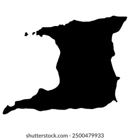 Black Silhouette of a Trinidad and Tobago Mapa de Country