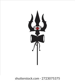 Silueta negra de la Ilustración vectorial de Trishul (tridente), símbolo sagrado del Señor Shiva, perfecta para diseños religiosos hindúes, obras de arte espirituales, carteles del templo y gráficos tradicionales con temas de adoración.