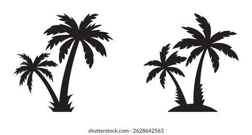 Black silhouette of tropical palm trees