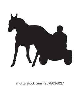 Black silhouette of a trotting horse with a jockey in a sulky, representing harness racing.
