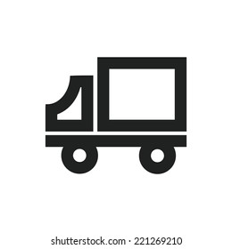 Black silhouette of a truck, isolated on white background.