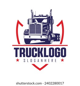 Black silhouette truck logo and icon with truck vector illustration.rucking company ready made logo