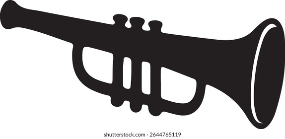 A black silhouette of a trumpet.
