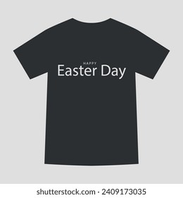 Black silhouette of a T-shirt with a greeting text "Happy Easter Day"