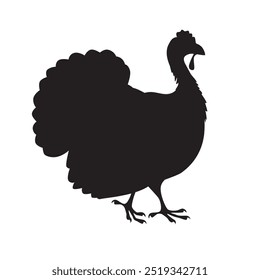 Black silhouette of a turkey. Vector illustration isolated on white background