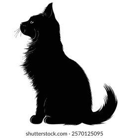 Black silhouette of a Turkish Angora