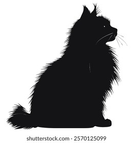 Black silhouette of a Turkish Angora