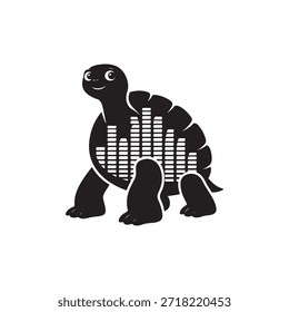 Black silhouette turtle with equalizer bars on shell tortoise animal