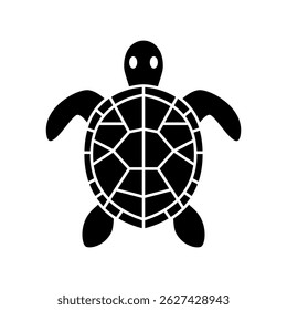 Black silhouette turtle isolated on white background. Vector illustration.