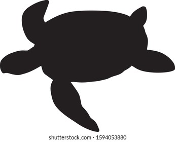 black silhouette of turtle on white background