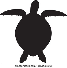 Black silhouette turtle on white background. Vector illustration