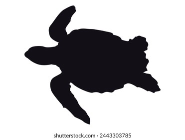 Black silhouette of a turtle on white background.