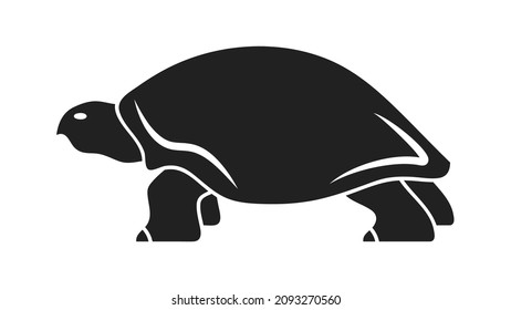 Black silhouette of turtles isolated on a white background