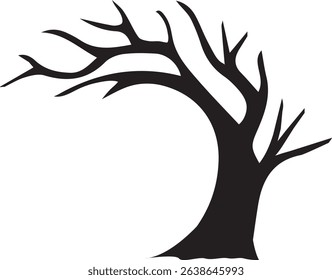 Black Silhouette of Twisted Bare Tree