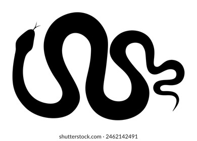 Black silhouette of a twisted snake isolated on a transparent background. Symbol of 2025 Chinese New Year. Vector illustration.