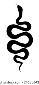 Black silhouette of a twisted snake isolated on a transparent background. Symbol of 2025 Chinese New Year. Vector illustration