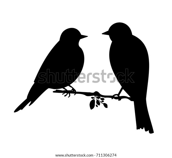 Black Silhouette Two Birds Stock Vector Royalty Free 711306274 2166