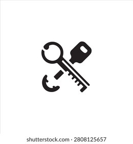 Black Silhouette of Two Crossed Keys on White Background icon