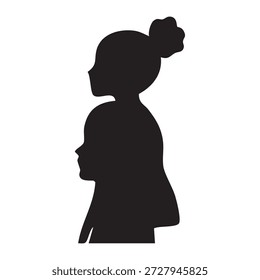 Black Silhouette Of Two Figures, One Behind The Other