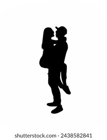 Black silhouette of two lovers