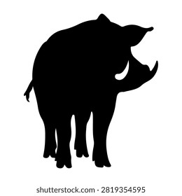 A black silhouette of two pigs, one adult and one piglet, standing side by side against a plain white background, highlighting their shapes and features.
