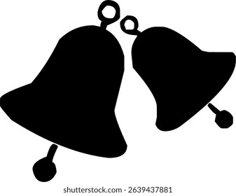Black silhouette of two ringing bells, symbolizing a wedding or festive celebration.