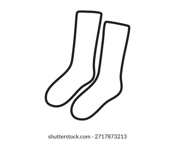 Black silhouette of two socks isolated on white background, minimalist illustration. concept of clothing, apparel, footwear, fashion accessory, laundry icon, design element.