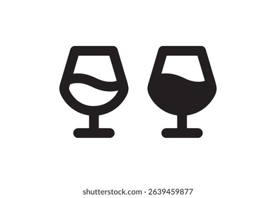 Black silhouette of two wine glasses toasting in a minimalist design.