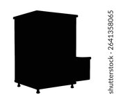 Black silhouette of a two-drawer metal file cabinet, ideal for home or office storage.
