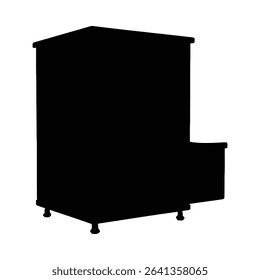 Black silhouette of a two-drawer metal file cabinet, ideal for home or office storage.