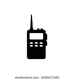 Black silhouette of a two-way radio icon for communication and emergency purposes