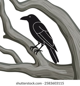 Black Silhouette types Crows on Branches of tree vector