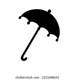 Black silhouette umbrella. Design element. Vector illustration isolated on white background. Template for books, stickers, posters, cards, clothes.