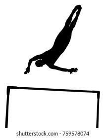 black silhouette uneven bars girl gymnast in artistic gymnastics