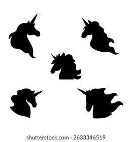 Black silhouette of a unicorn head.