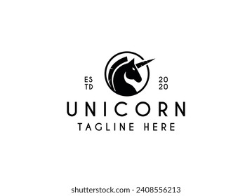 Black Silhouette of unicorn logo design. Unicorn Logo