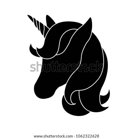 Download Black Silhouette Unicorn On White Background Stock Vector ...