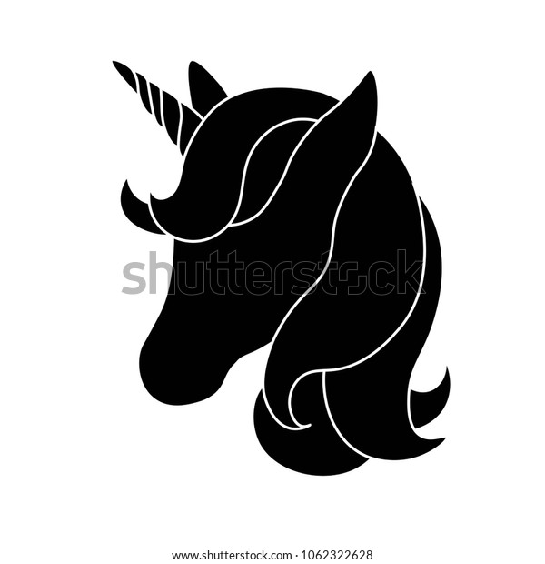 Black Silhouette Unicorn On White Background Stock Vector (Royalty Free ...