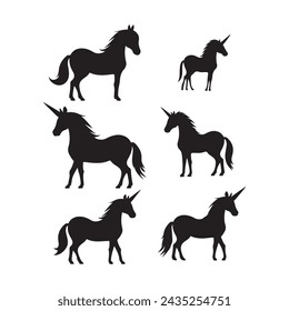 A black silhouette unicorn set.