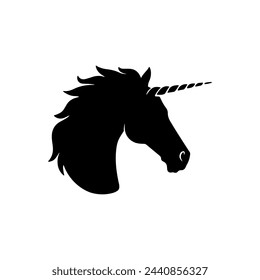 black silhouette of unicorn side view