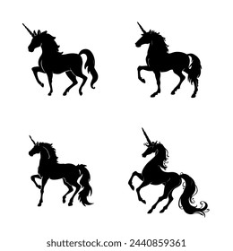 black silhouette of unicorn vector illustration