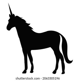 black silhouette unicorn vector, isolated