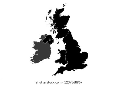 Black silhouette of United Kingdom.