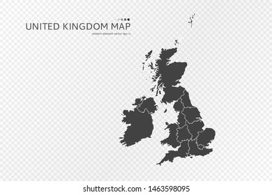 Black silhouette of United Kingdom map on transparent background. EPS10 vector file organized in layers for easy editing.