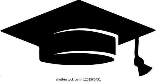 black silhouette  university campus graduation hat with tassel